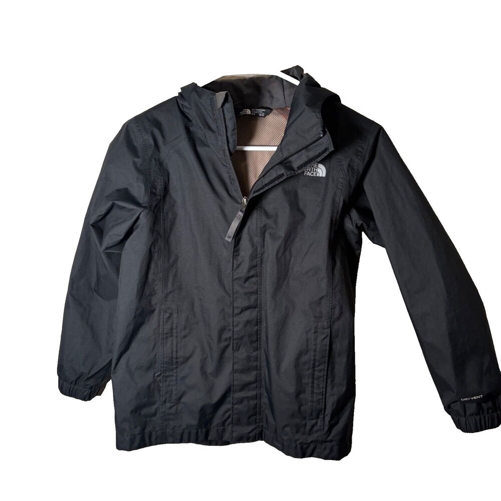 The North Face Jacket Boy's Medium Black Full Zip Hoodie Lightweight Outdoor